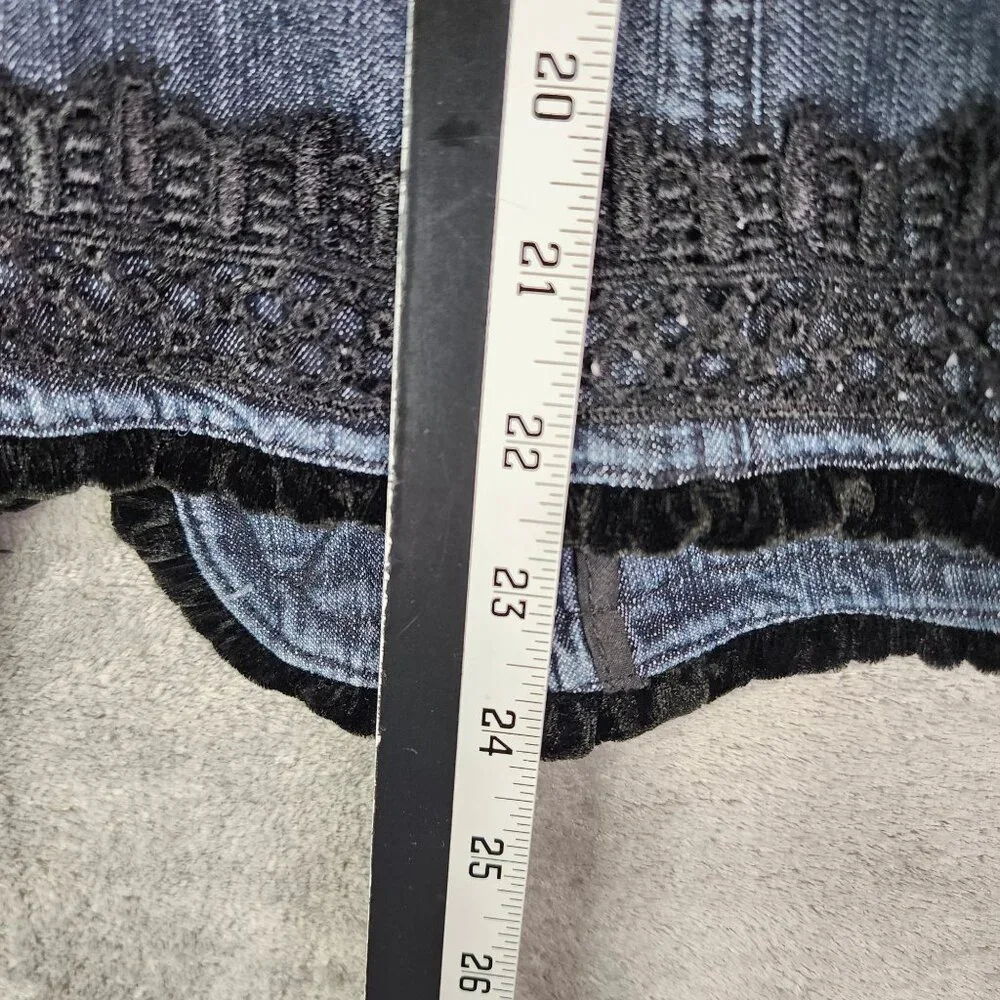 Womens Emma James Blue Denim Jacket w/ Black Lace Trim Size 10